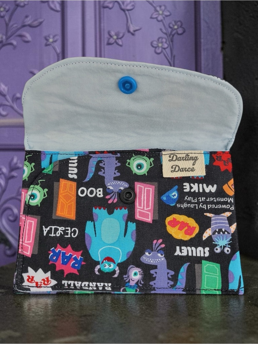 Monster Theme Fabric Wallet for Kids Gift Card Holder New Handmade